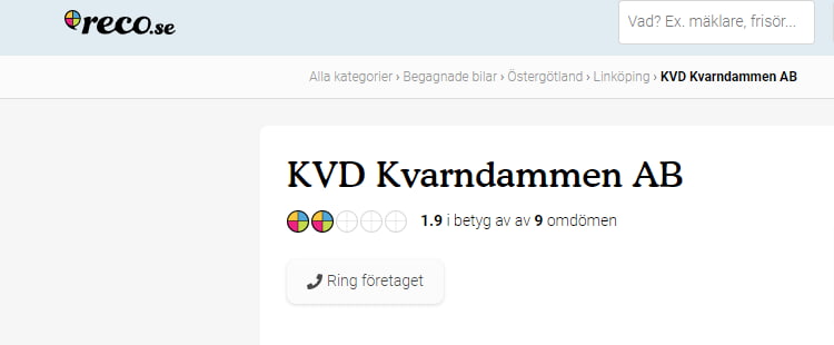 Omdömen om Kvdbil hos Reco